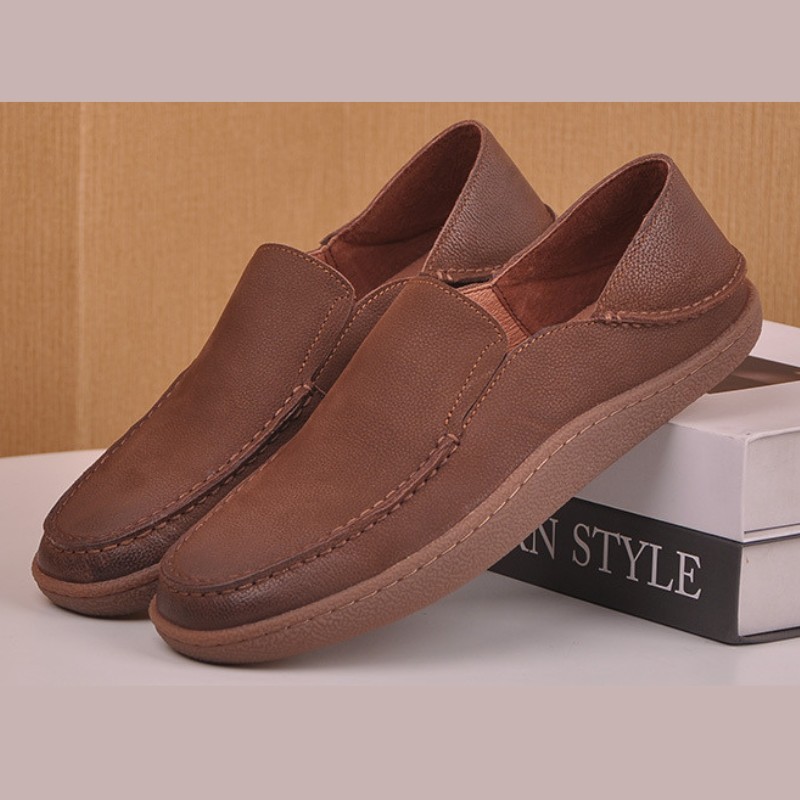 American Retro Flat Heel Leather Loafer – Brown